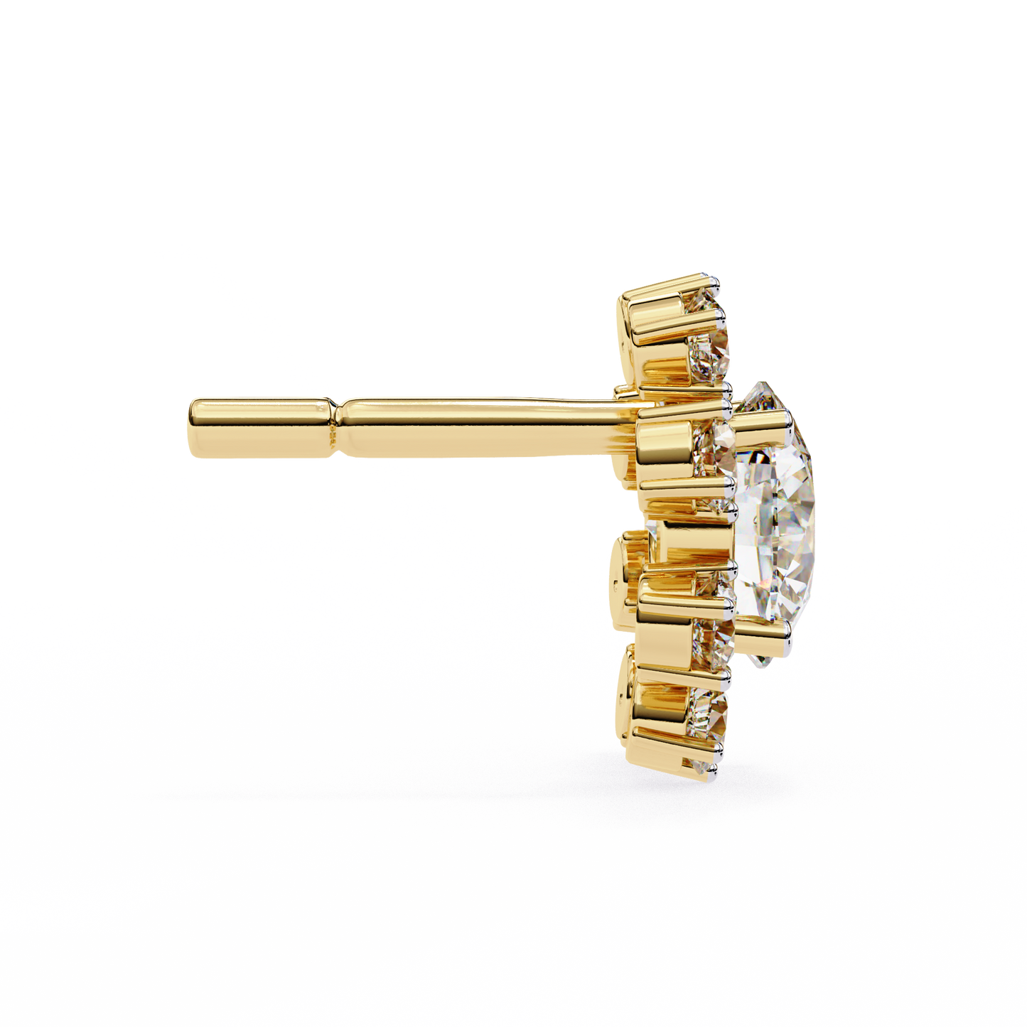 LGD Ear Studs Round  Stone (1.22ct Pair) In 14K Gold