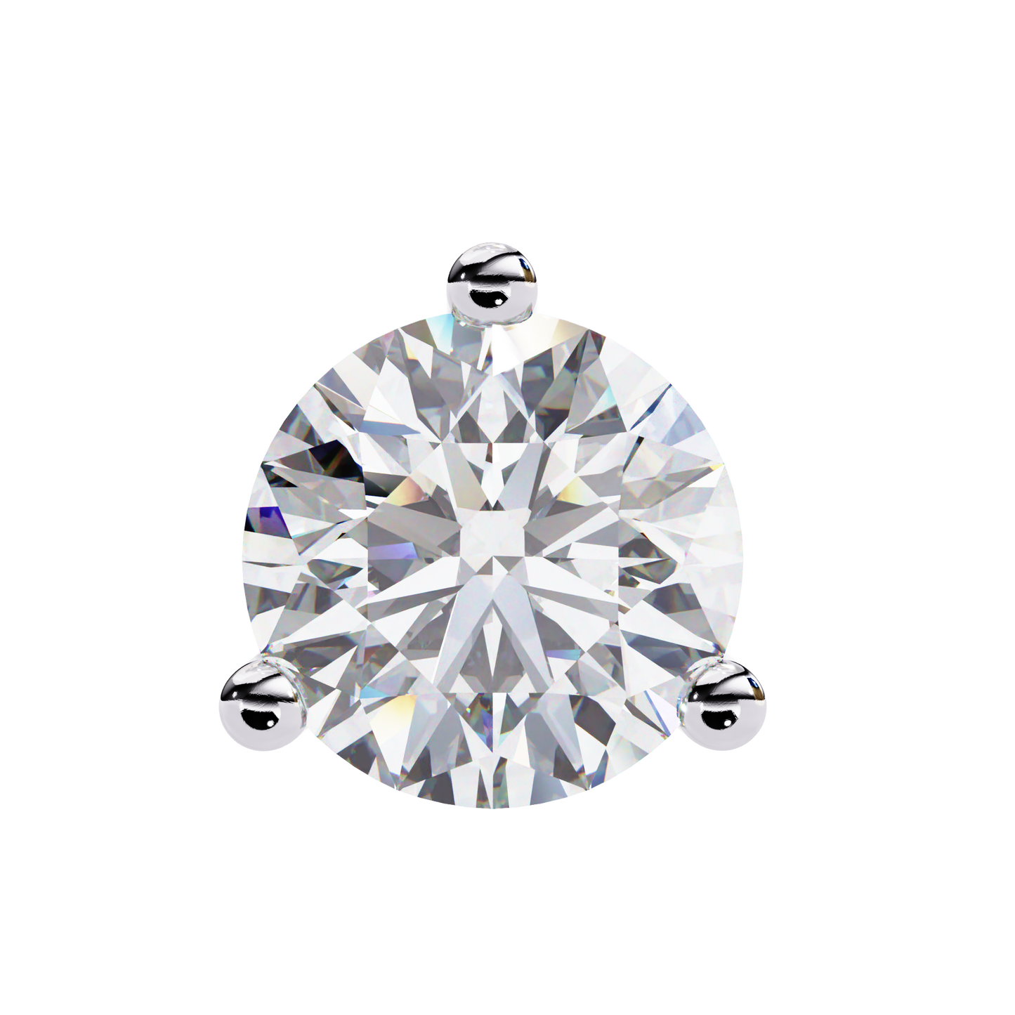 LGD Solitaire Ear Studs Round Stone (2.58ct Pair) In 14K Gold