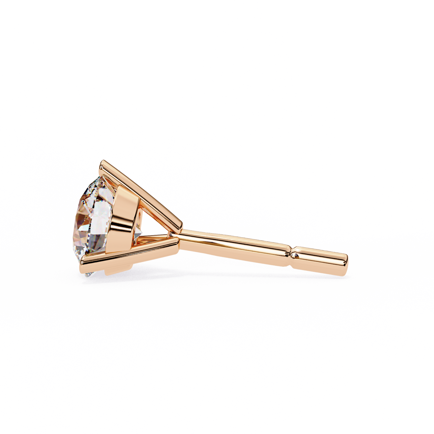 LGD Solitaire Ear Studs Round Stone (2.58ct Pair) In 14K Gold