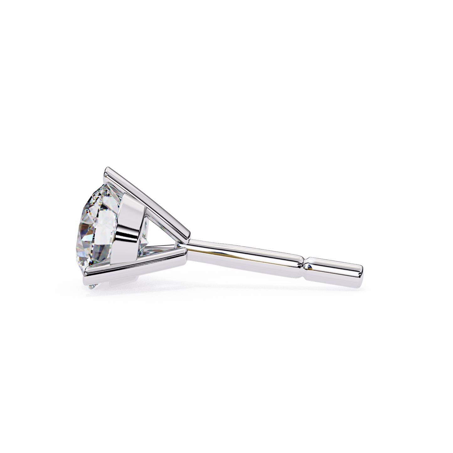 LGD Solitaire Ear Studs Round Stone (2.58ct Pair) In 14K Gold