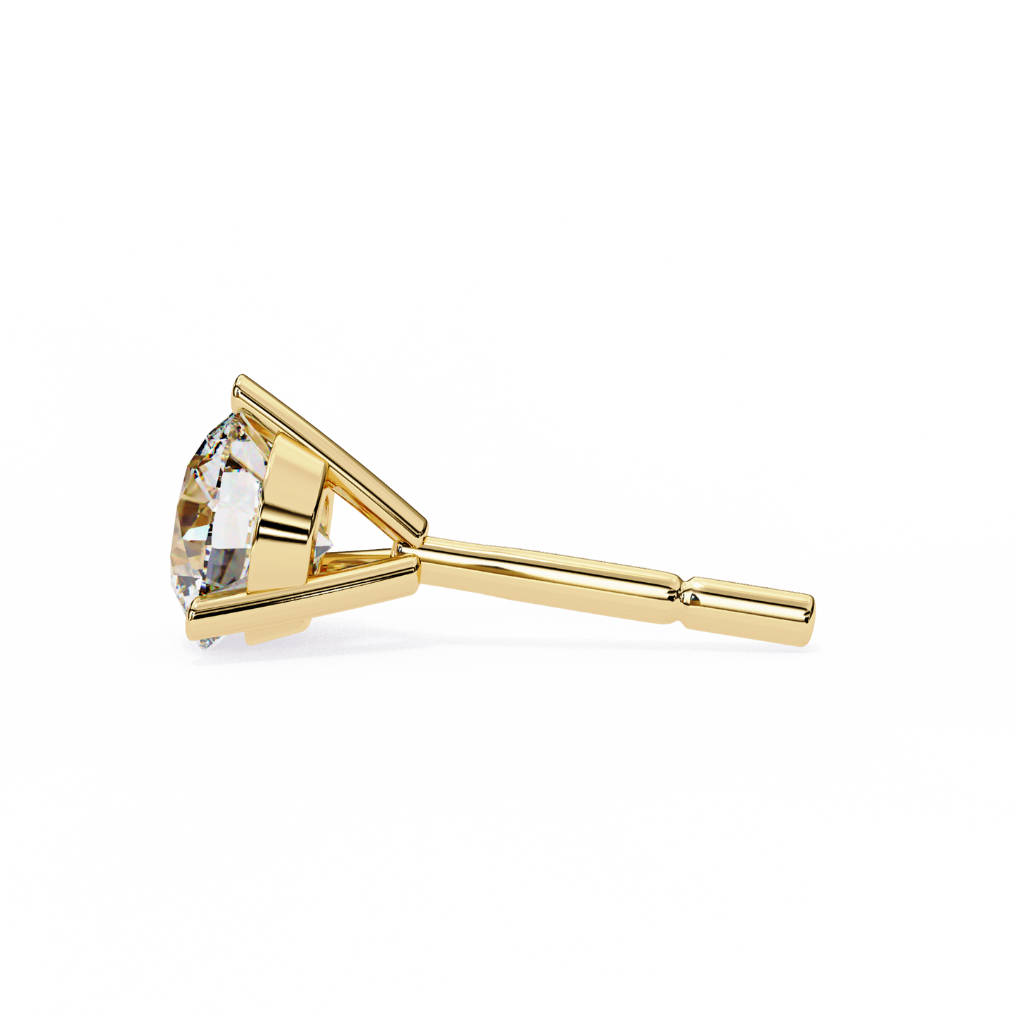 LGD Solitaire Ear Studs Round Stone (2.58ct Pair) In 14K Gold