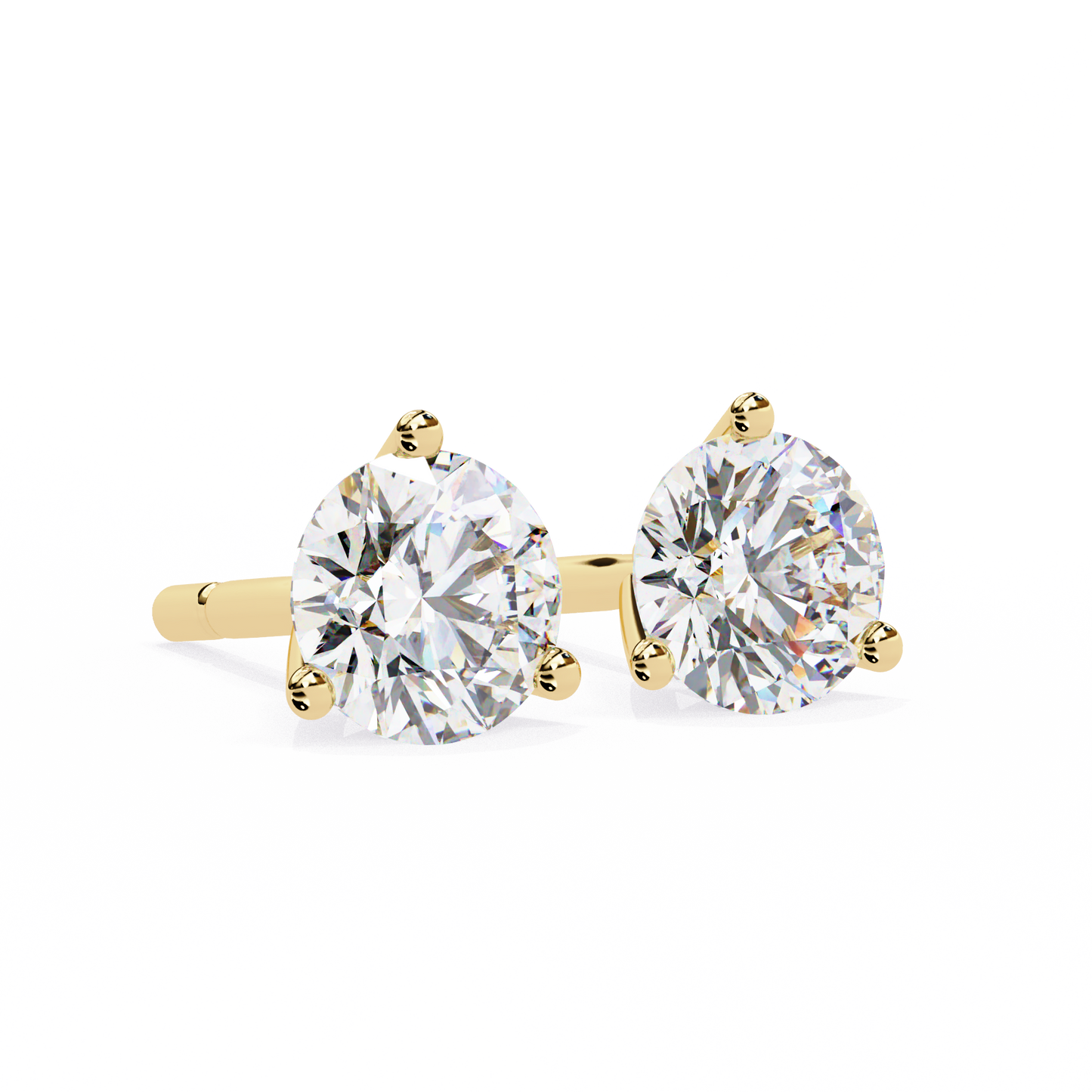 LGD Solitaire Ear Studs Round Stone (2.58ct Pair) In 14K Gold