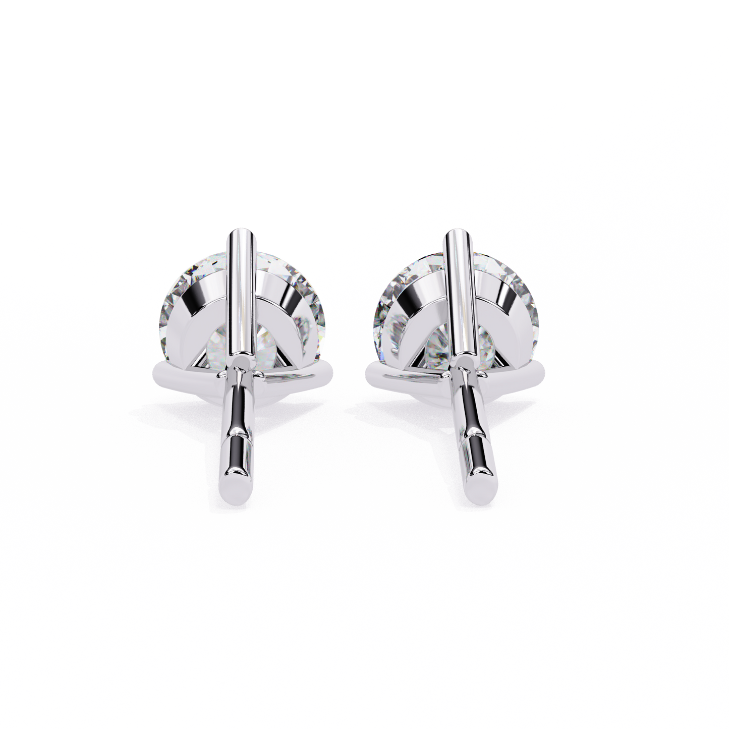 LGD Solitaire Ear Studs Round Stone (2.58ct Pair) In 14K Gold