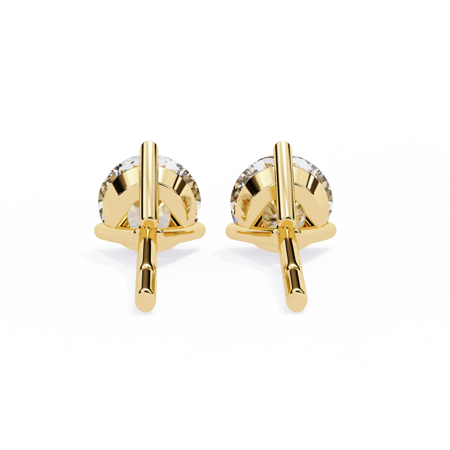 LGD Solitaire Ear Studs Round Stone (2.58ct Pair) In 14K Gold