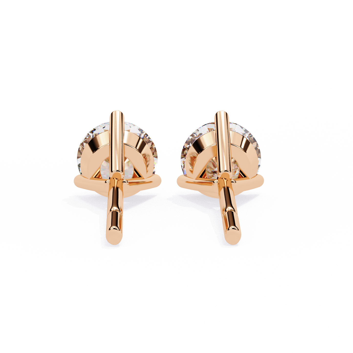 LGD Solitaire Ear Studs Round Stone (2.58ct Pair) In 14K Gold