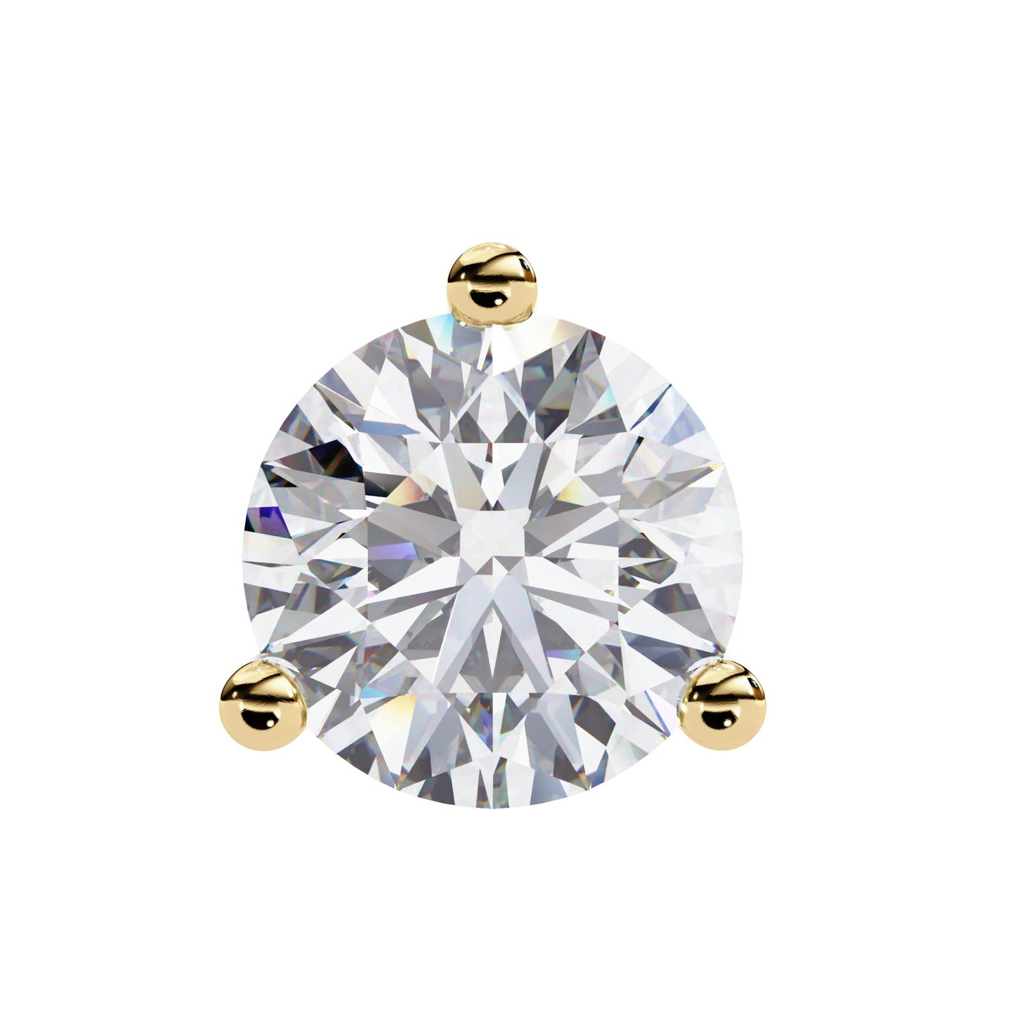 LGD Solitaire Ear Studs Round Stone (2.58ct Pair) In 14K Gold