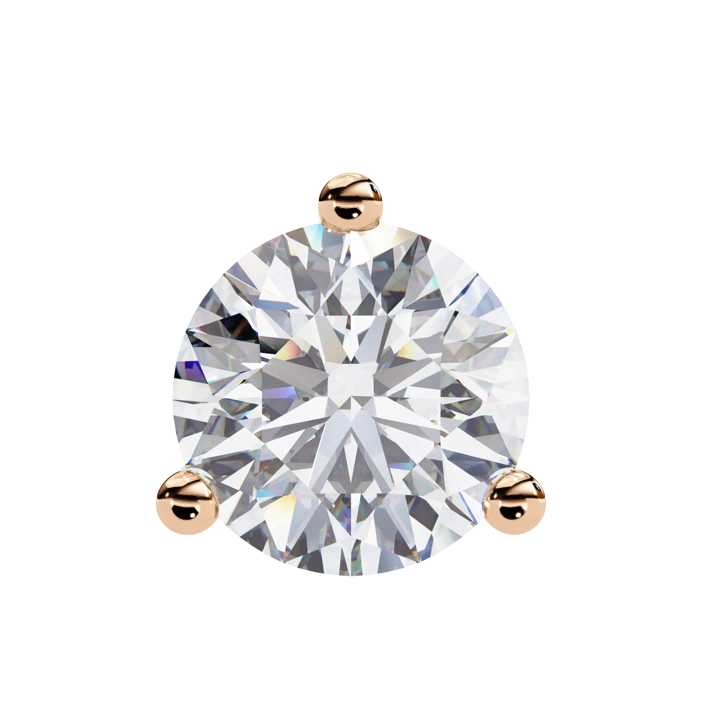 LGD Solitaire Ear Studs Round Stone (2.58ct Pair) In 14K Gold