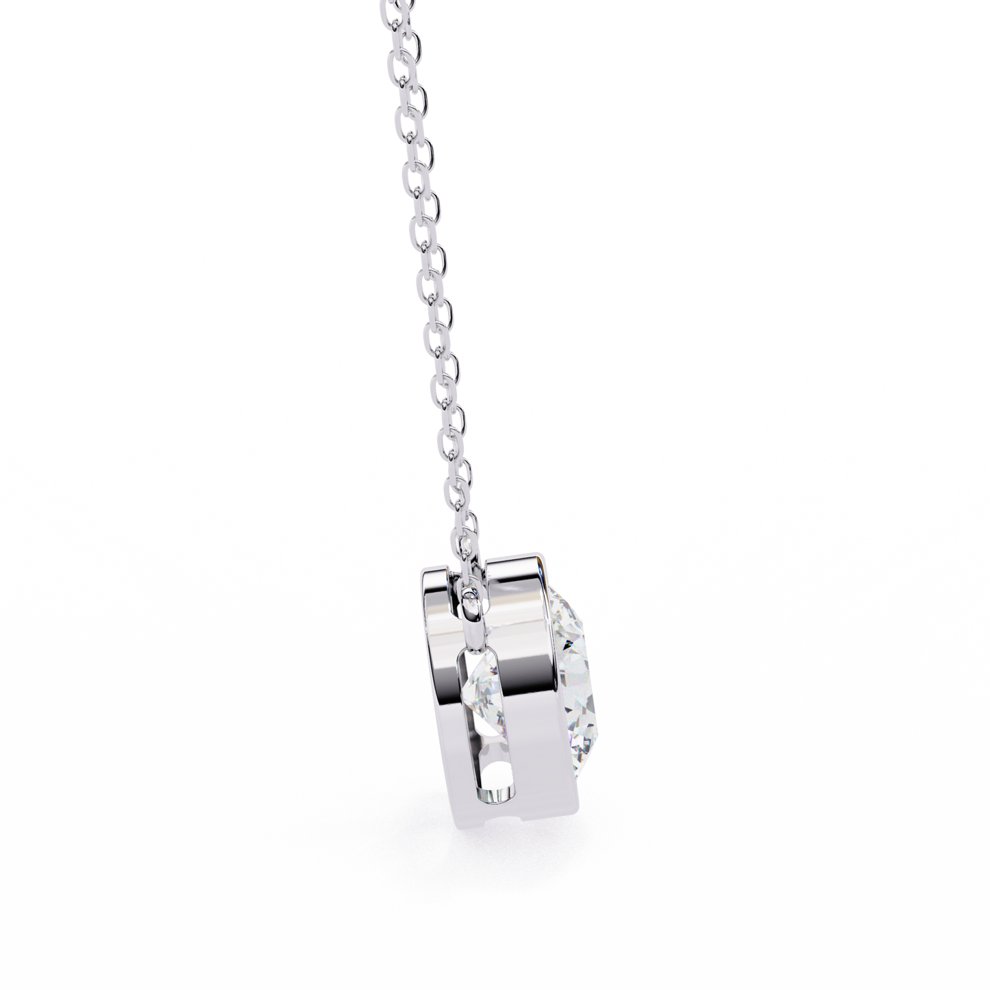 Lab Grown Solitaire  Diamond Pendant Round Stone (1.78ct) In 14K Gold Without Chain