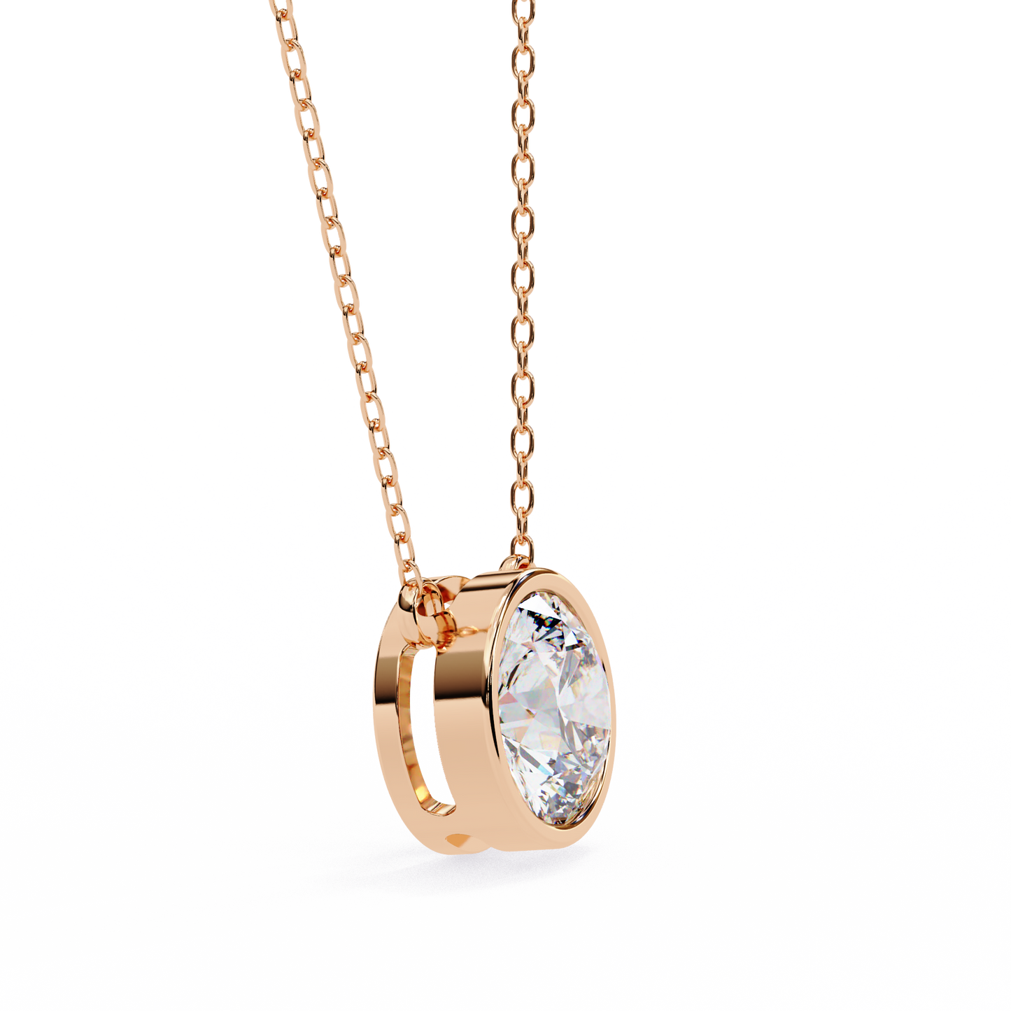 Lab Grown Solitaire  Diamond Pendant Round Stone (1.78ct) In 14K Gold Without Chain