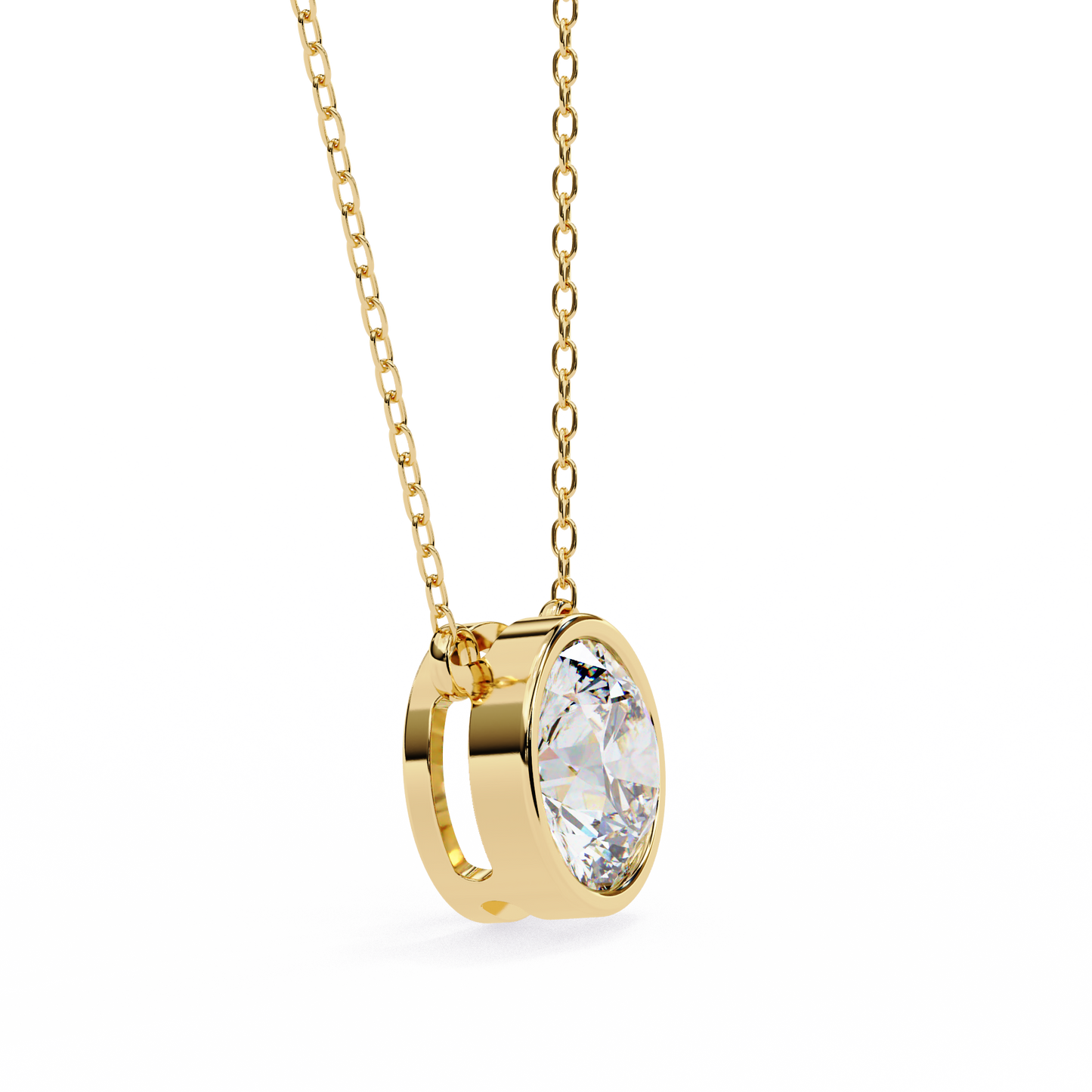 Lab Grown Solitaire  Diamond Pendant Round Stone (1.78ct) In 14K Gold Without Chain