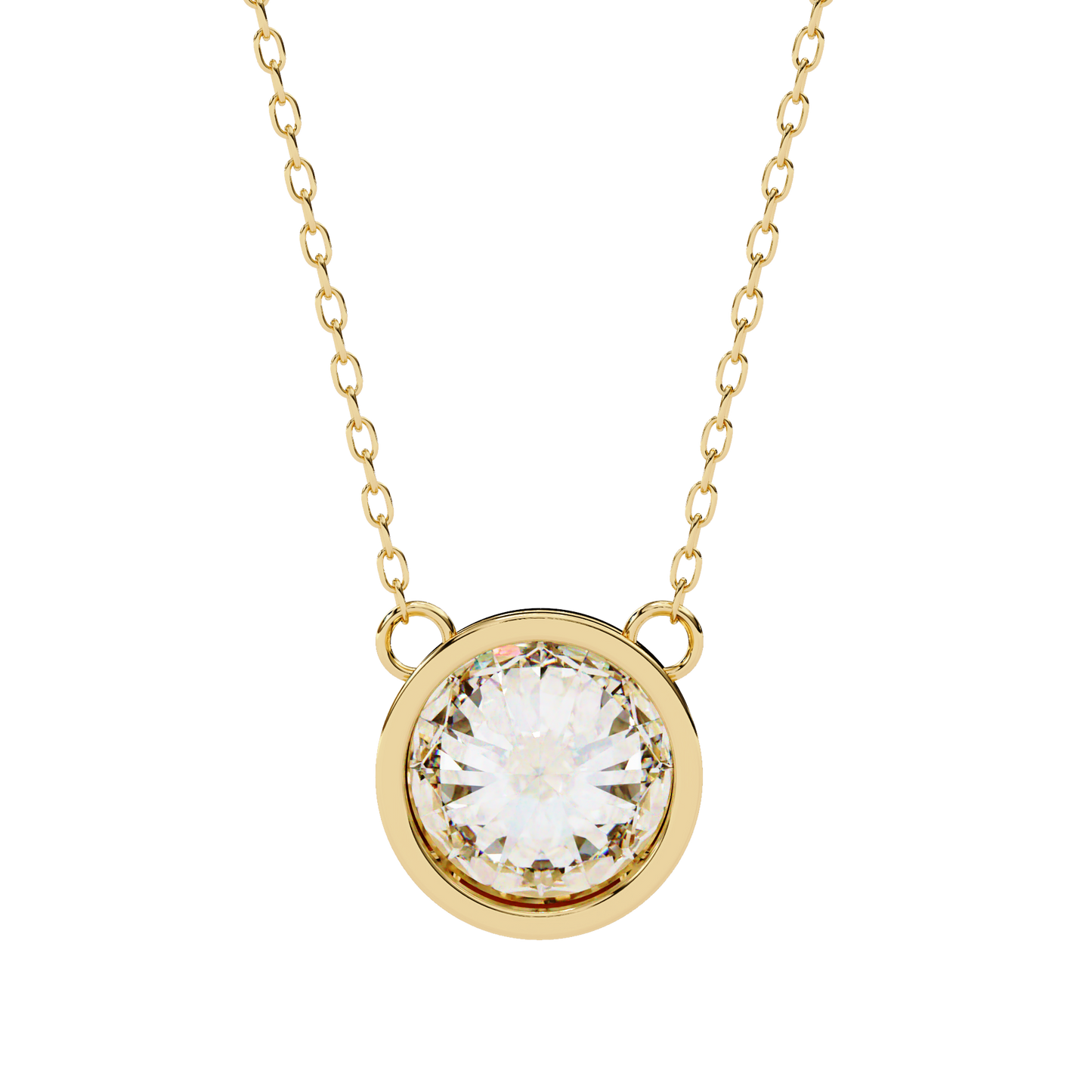 Lab Grown Solitaire  Diamond Pendant Round Stone (1.78ct) In 14K Gold Without Chain