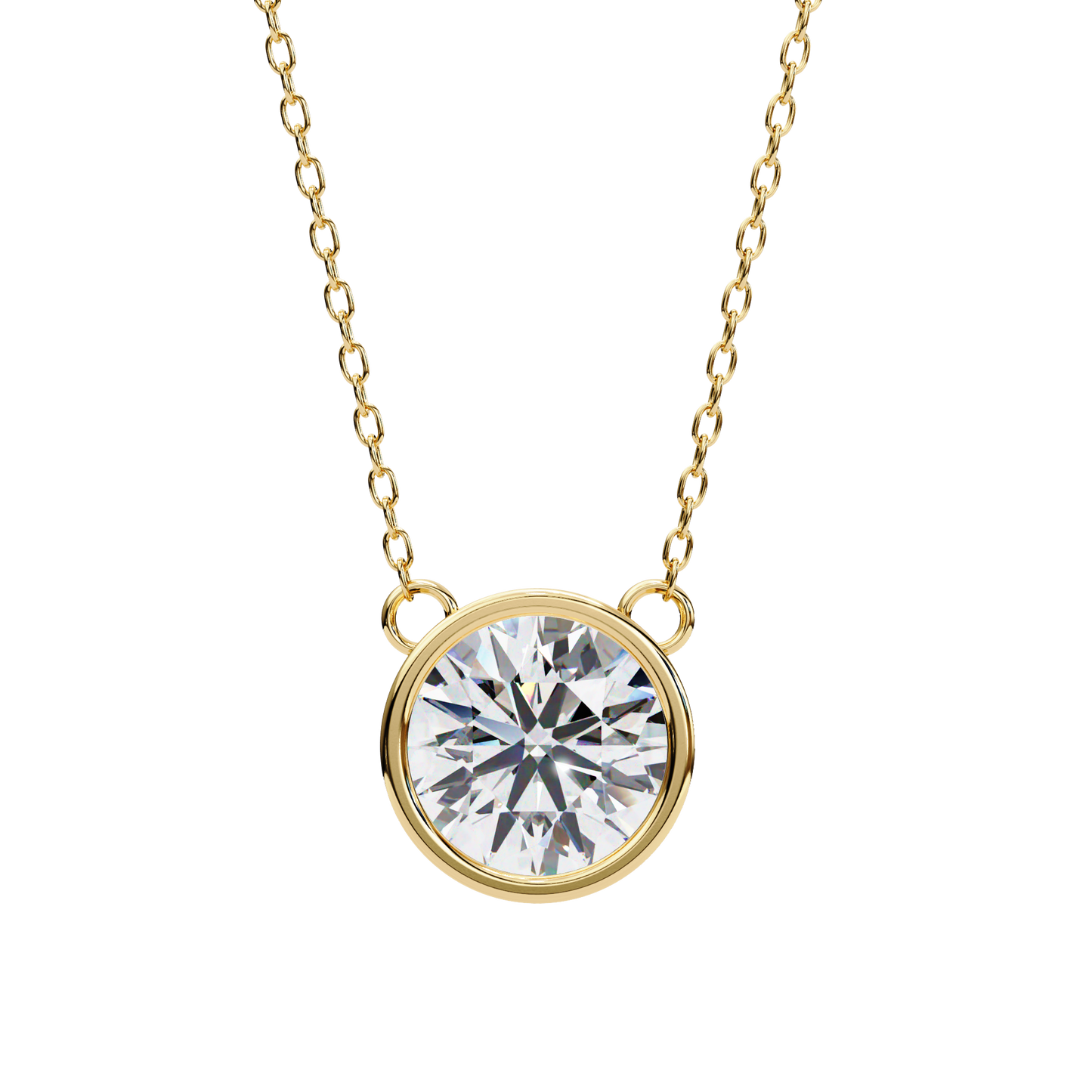 Lab Grown Solitaire  Diamond Pendant Round Stone (1.78ct) In 14K Gold Without Chain