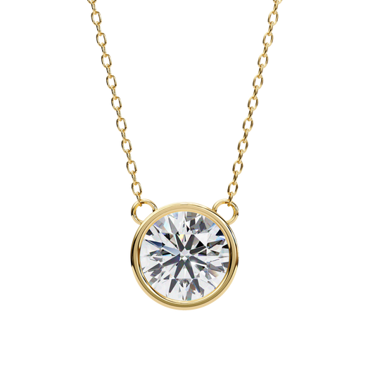 Lab Grown Solitaire  Diamond Pendant Round Stone (1.78ct) In 14K Gold Without Chain