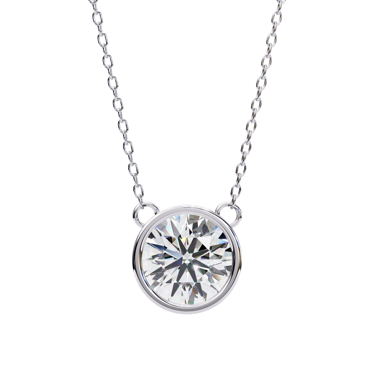 Lab Grown Solitaire  Diamond Pendant Round Stone (1.78ct) In 14K Gold Without Chain