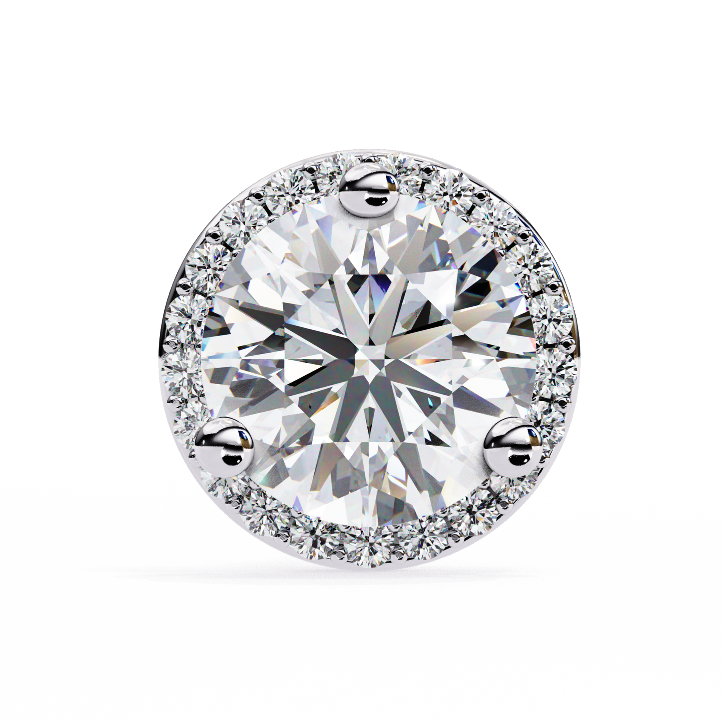 LGD Ear Studs Round  Stone (1.95ct Pair) In 14K Gold