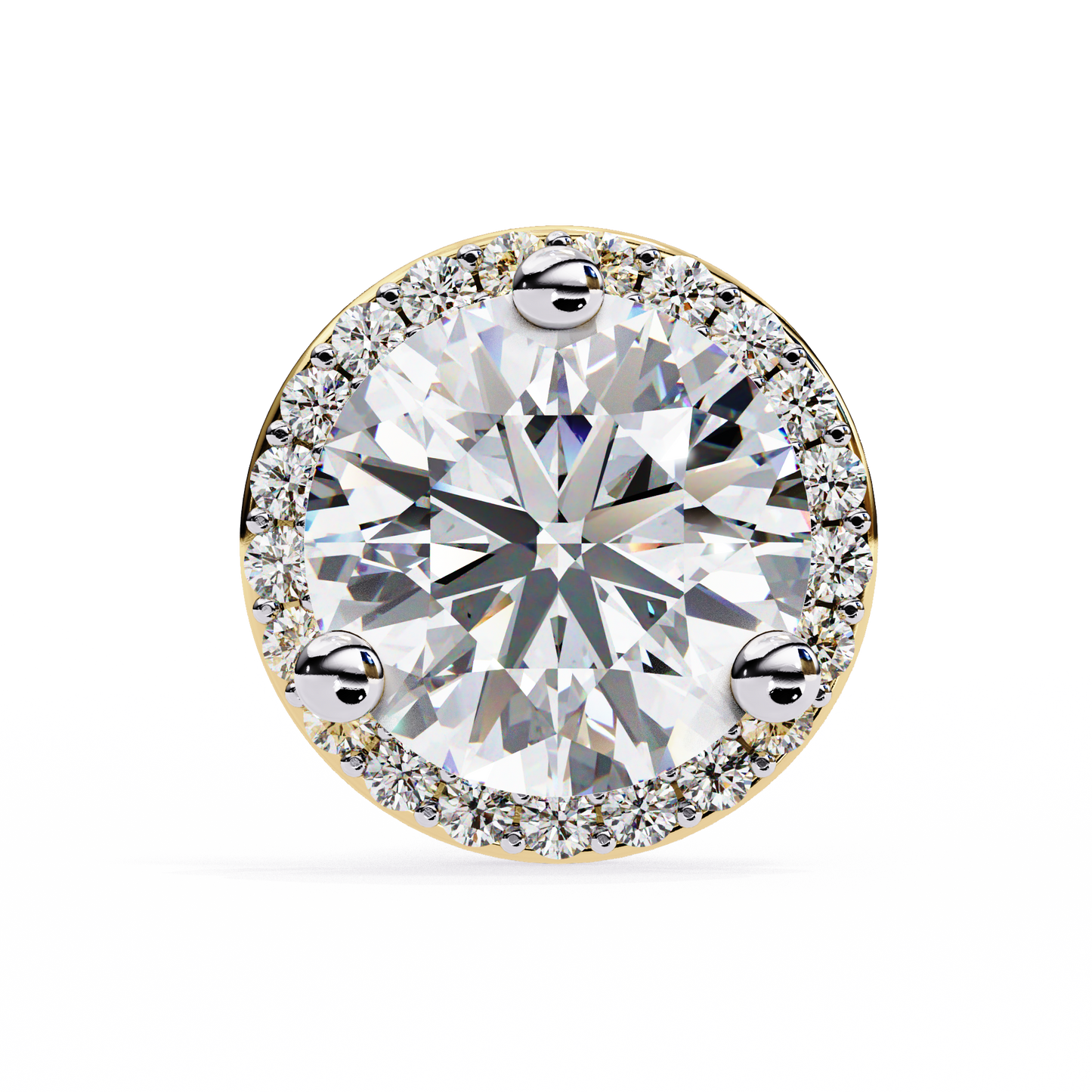 LGD Ear Studs Round  Stone (1.95ct Pair) In 14K Gold