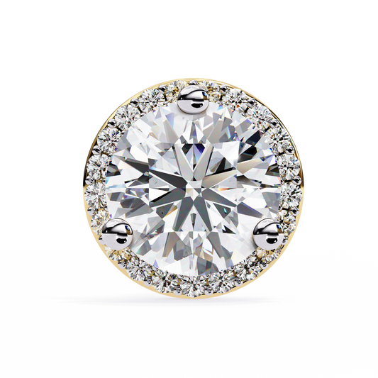 LGD Ear Studs Round  Stone (1.95ct Pair) In 14K Gold