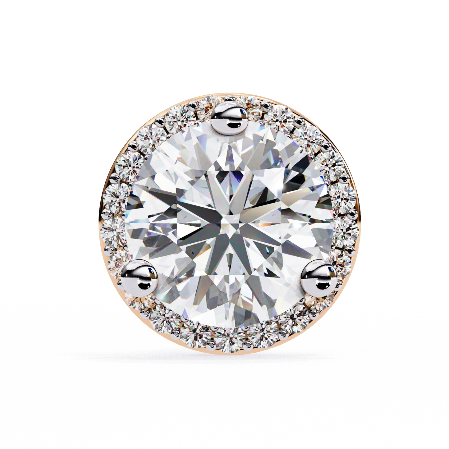 LGD Ear Studs Round  Stone (1.95ct Pair) In 14K Gold