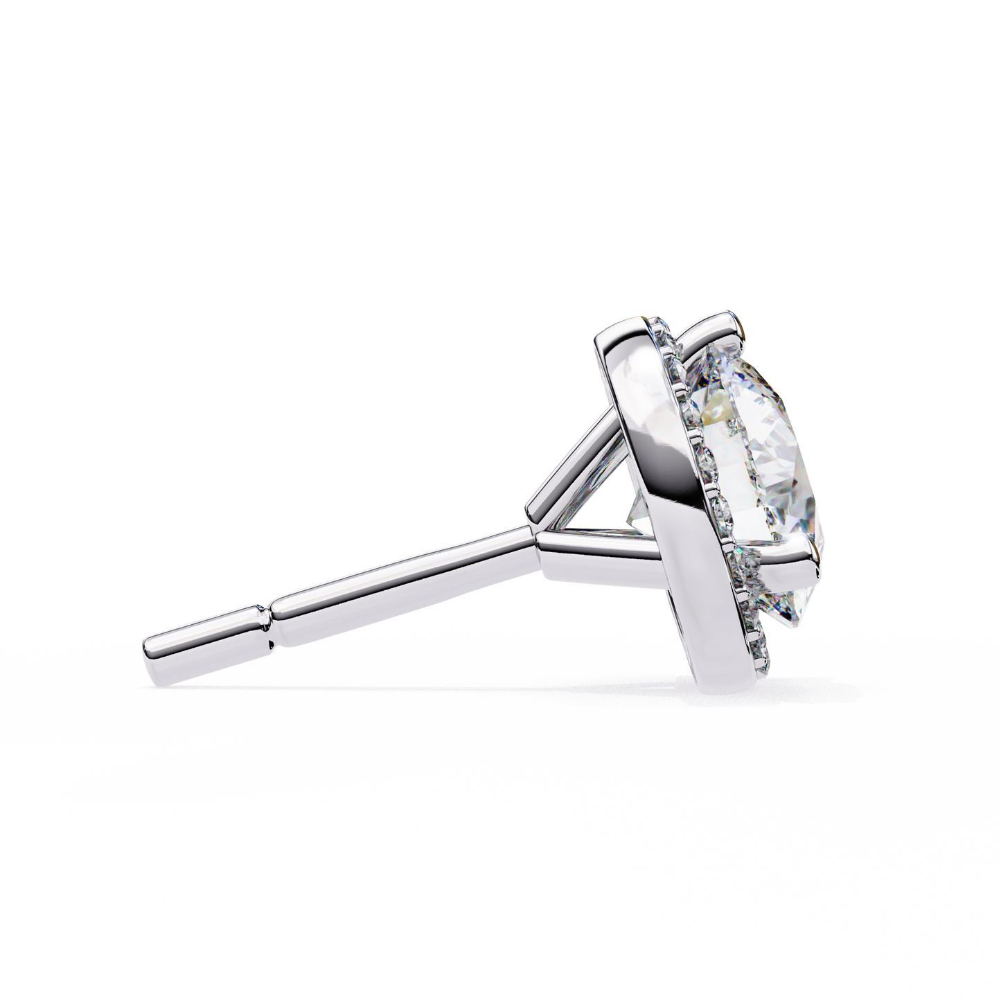 LGD Ear Studs Round  Stone (1.95ct Pair) In 14K Gold