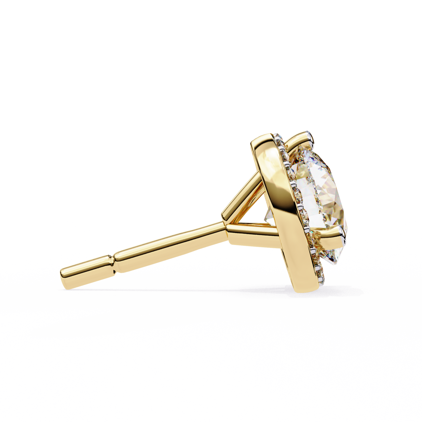 LGD Ear Studs Round  Stone (1.95ct Pair) In 14K Gold