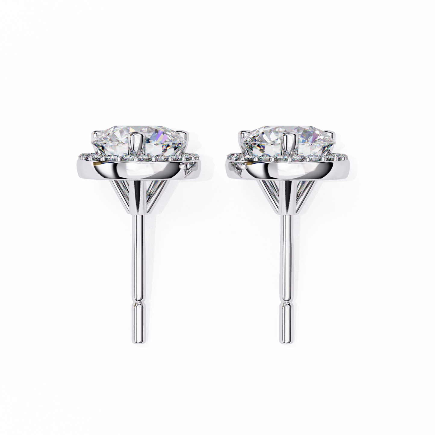 LGD Ear Studs Round  Stone (1.95ct Pair) In 14K Gold