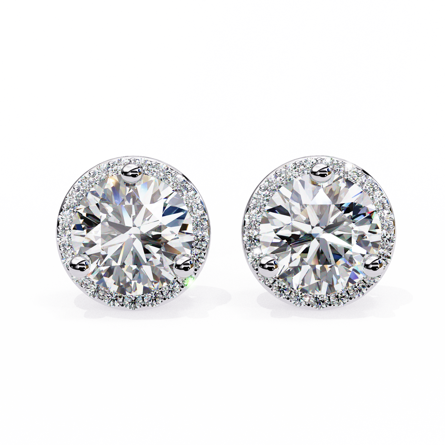 LGD Ear Studs Round  Stone (1.95ct Pair) In 14K Gold