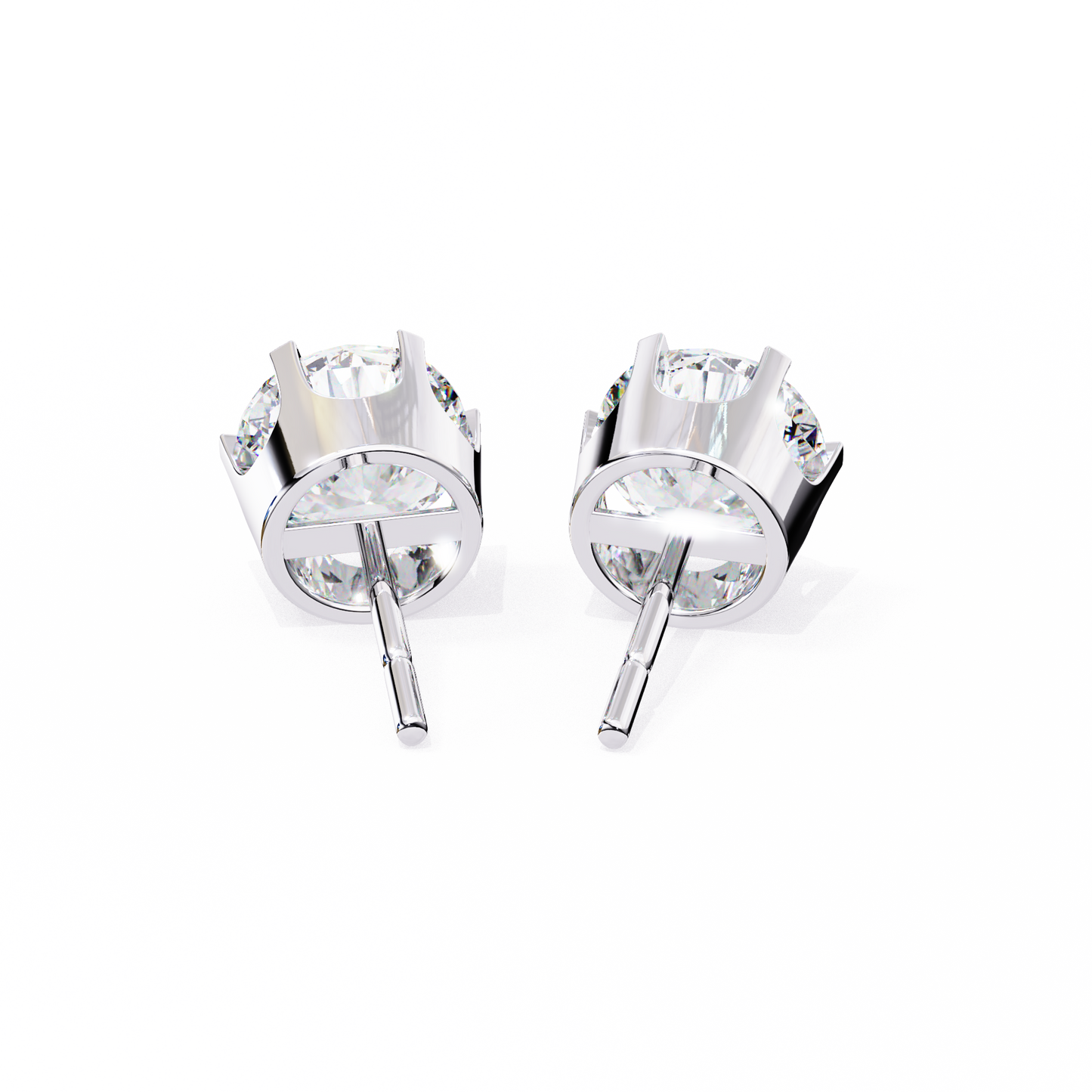 LGD Solitaire Ear Studs Round Stone (2.58ct Pair) In 14K Gold
