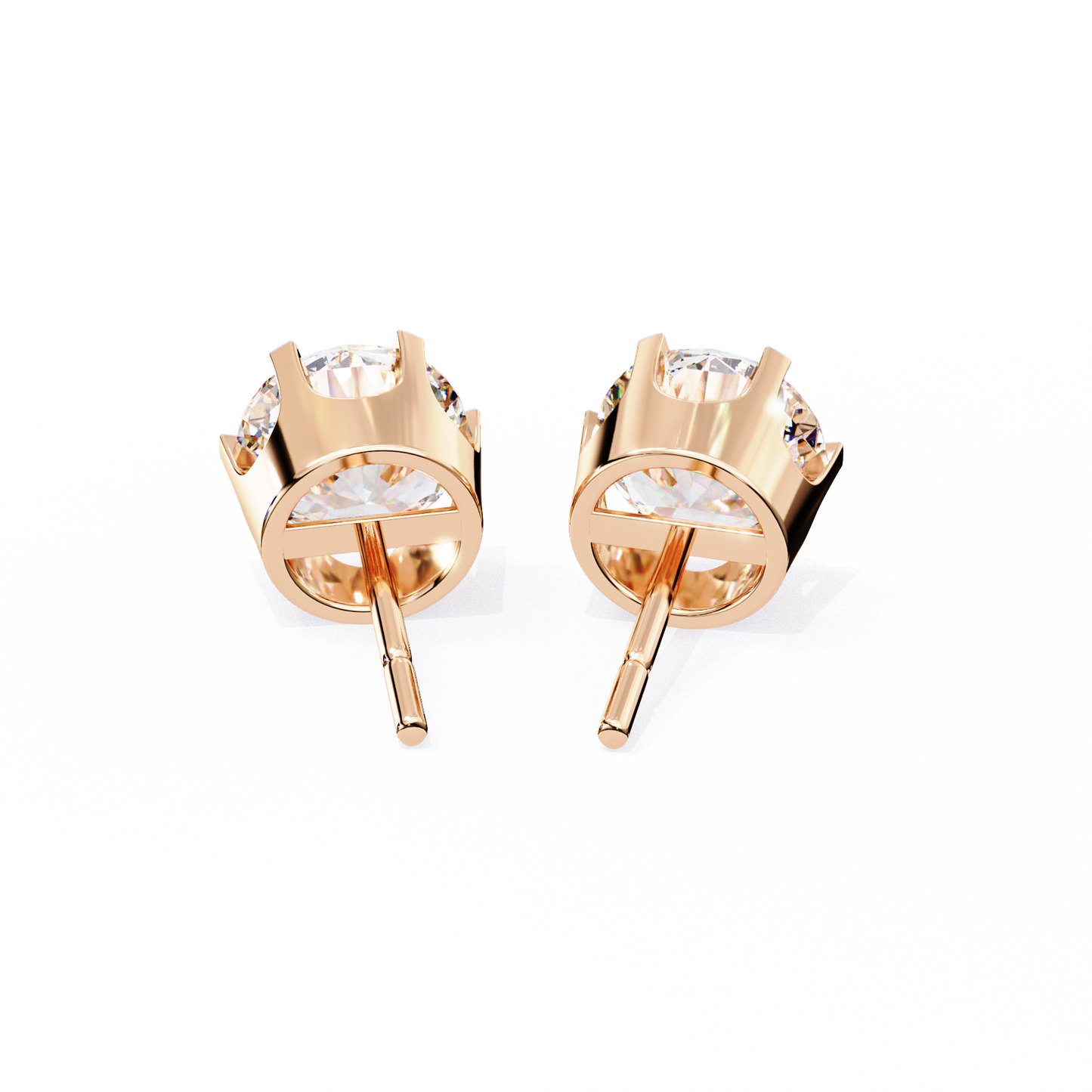 LGD Solitaire Ear Studs Round Stone (2.58ct Pair) In 14K Gold