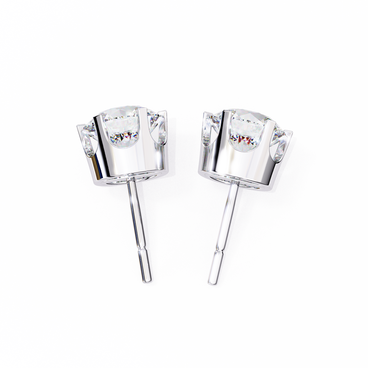 LGD Solitaire Ear Studs Round Stone (2.58ct Pair) In 14K Gold