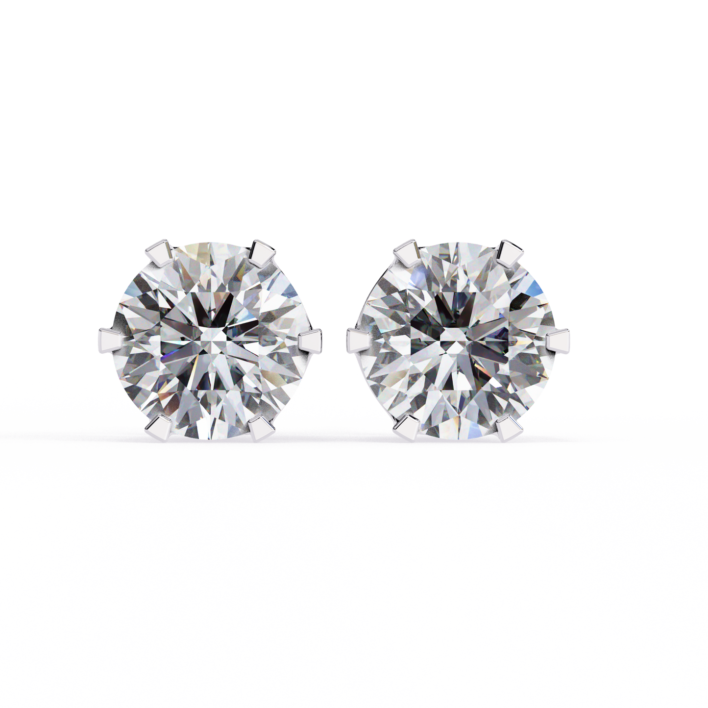 LGD Solitaire Ear Studs Round Stone (2.58ct Pair) In 14K Gold