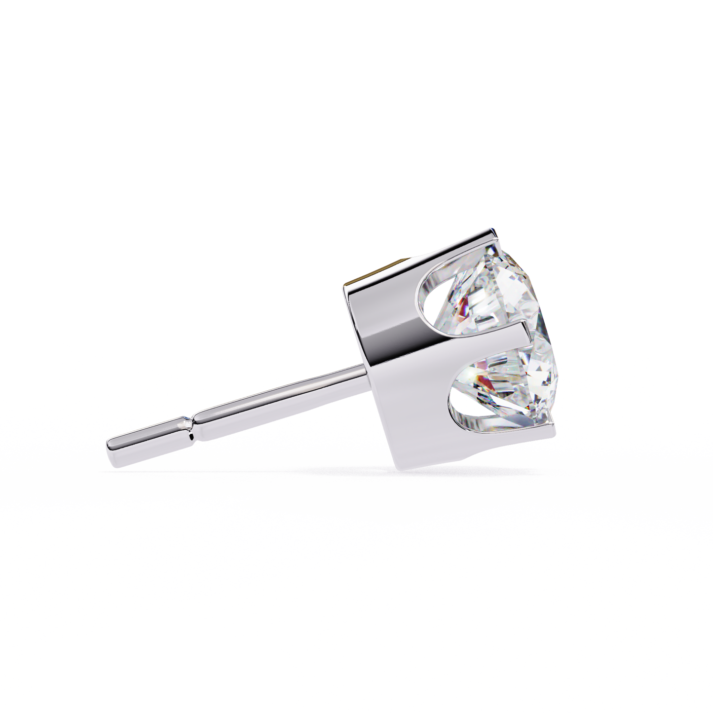 LGD Solitaire Ear Studs Round Stone (2.58ct Pair) In 14K Gold