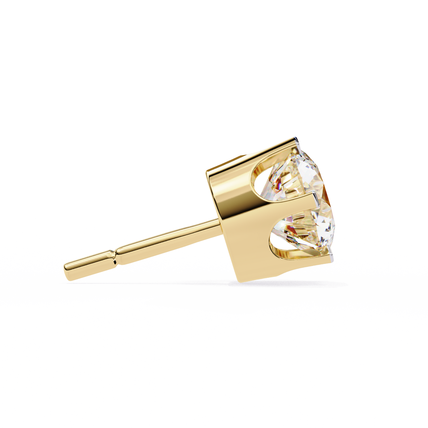 LGD Solitaire Ear Studs Round Stone (2.58ct Pair) In 14K Gold