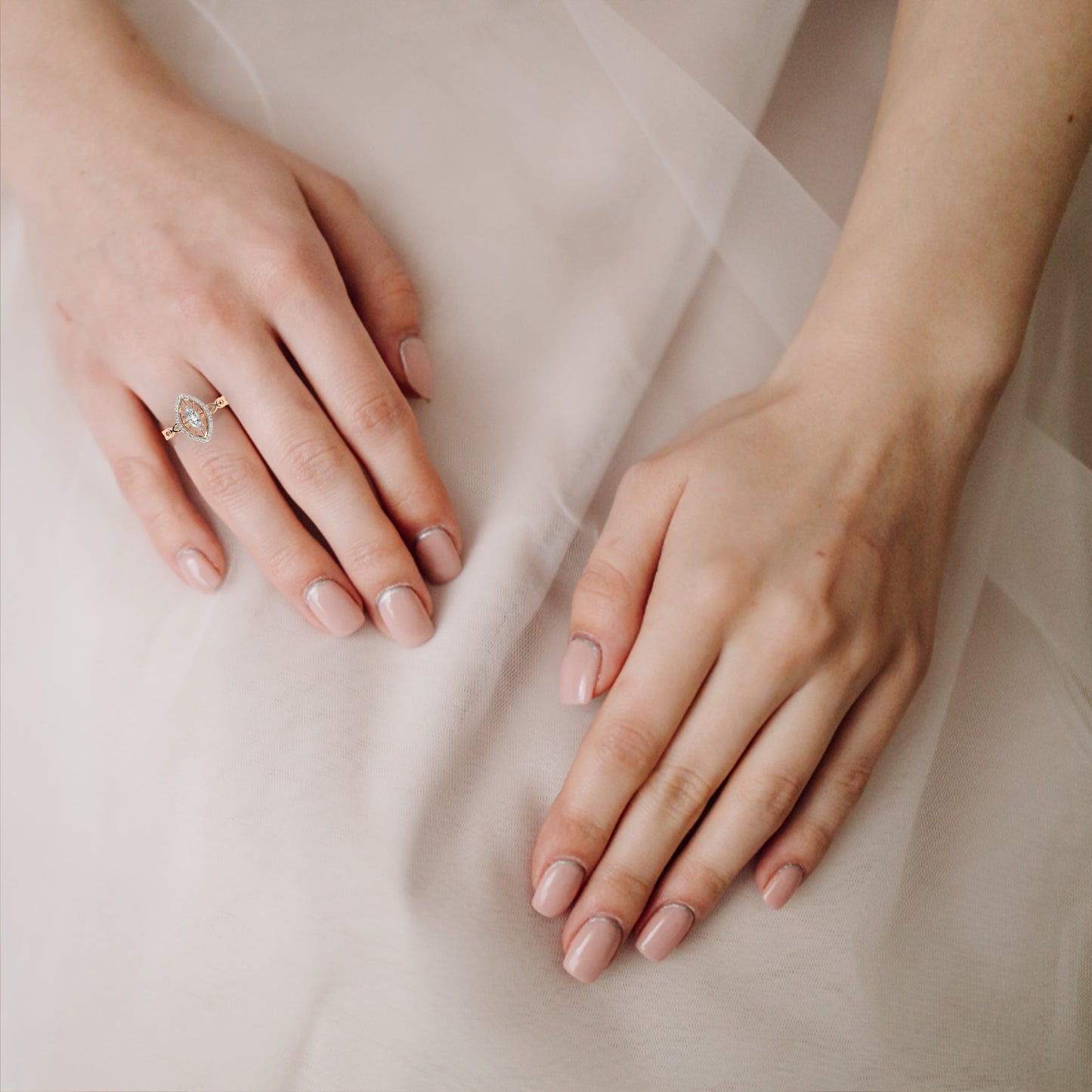 Lab Grown Diamond Ring Marquise Stone (0.58ct) In 14K Gold