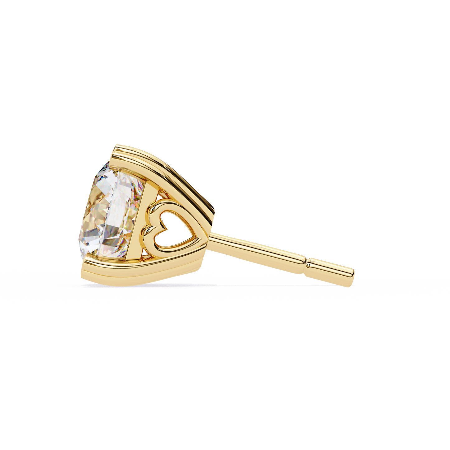 LGD Solitaire Ear Studs Round Stone (2.58ct Pair) In 14K Gold