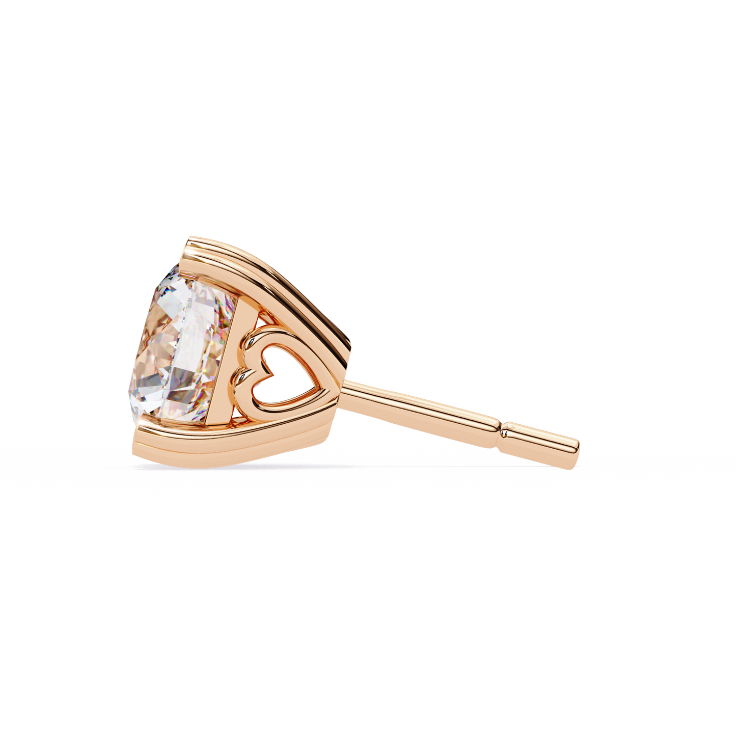 LGD Solitaire Ear Studs Round Stone (2.58ct Pair) In 14K Gold