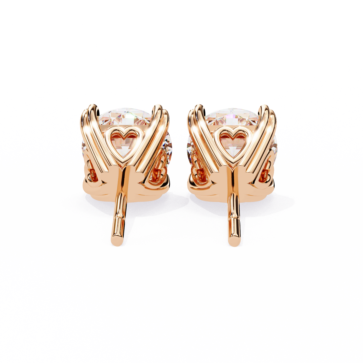 LGD Solitaire Ear Studs Round Stone (2.58ct Pair) In 14K Gold