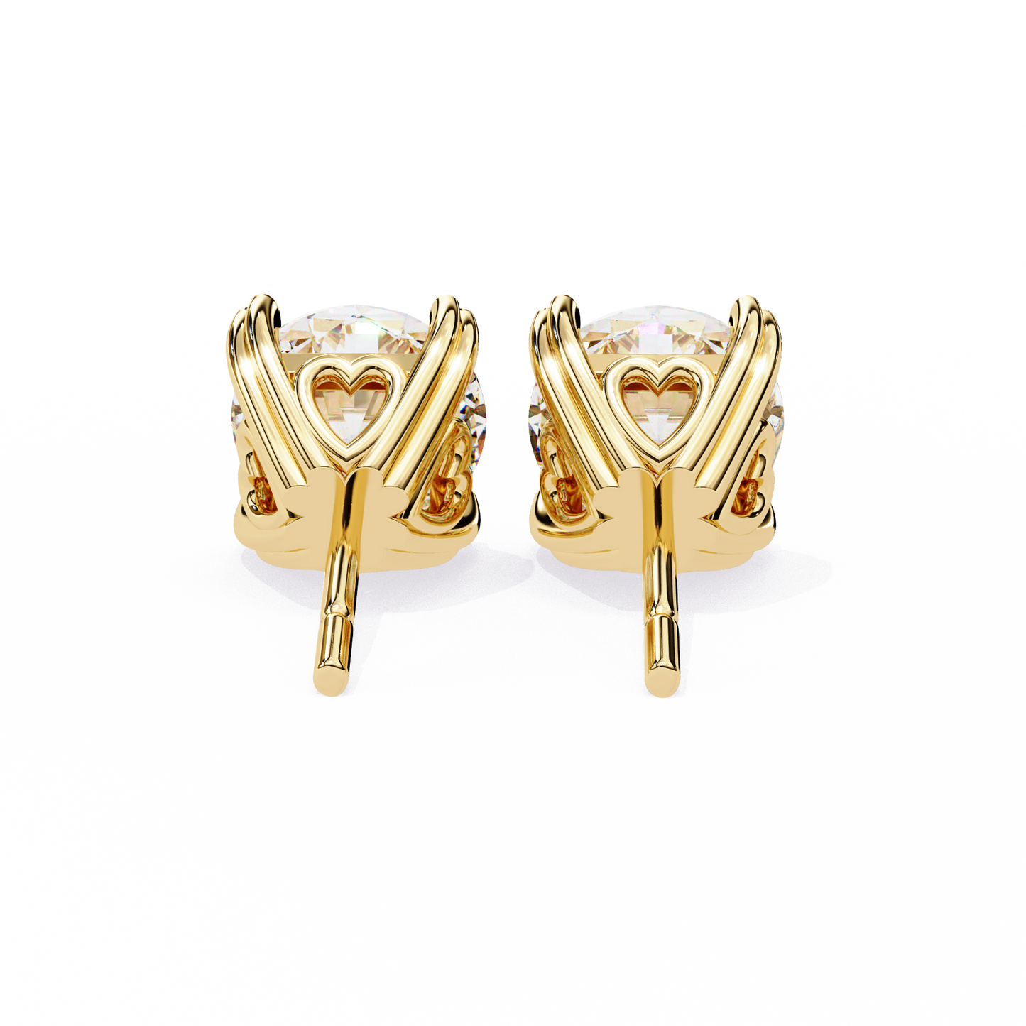 LGD Solitaire Ear Studs Round Stone (2.58ct Pair) In 14K Gold