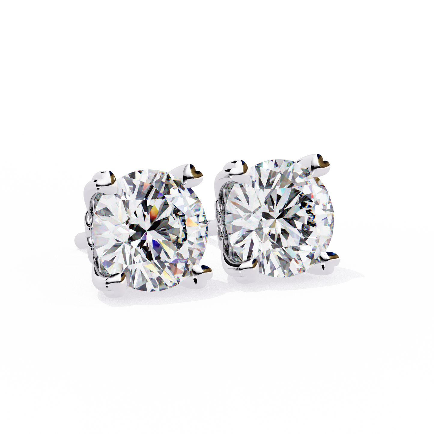 LGD Solitaire Ear Studs Round Stone (2.58ct Pair) In 14K Gold