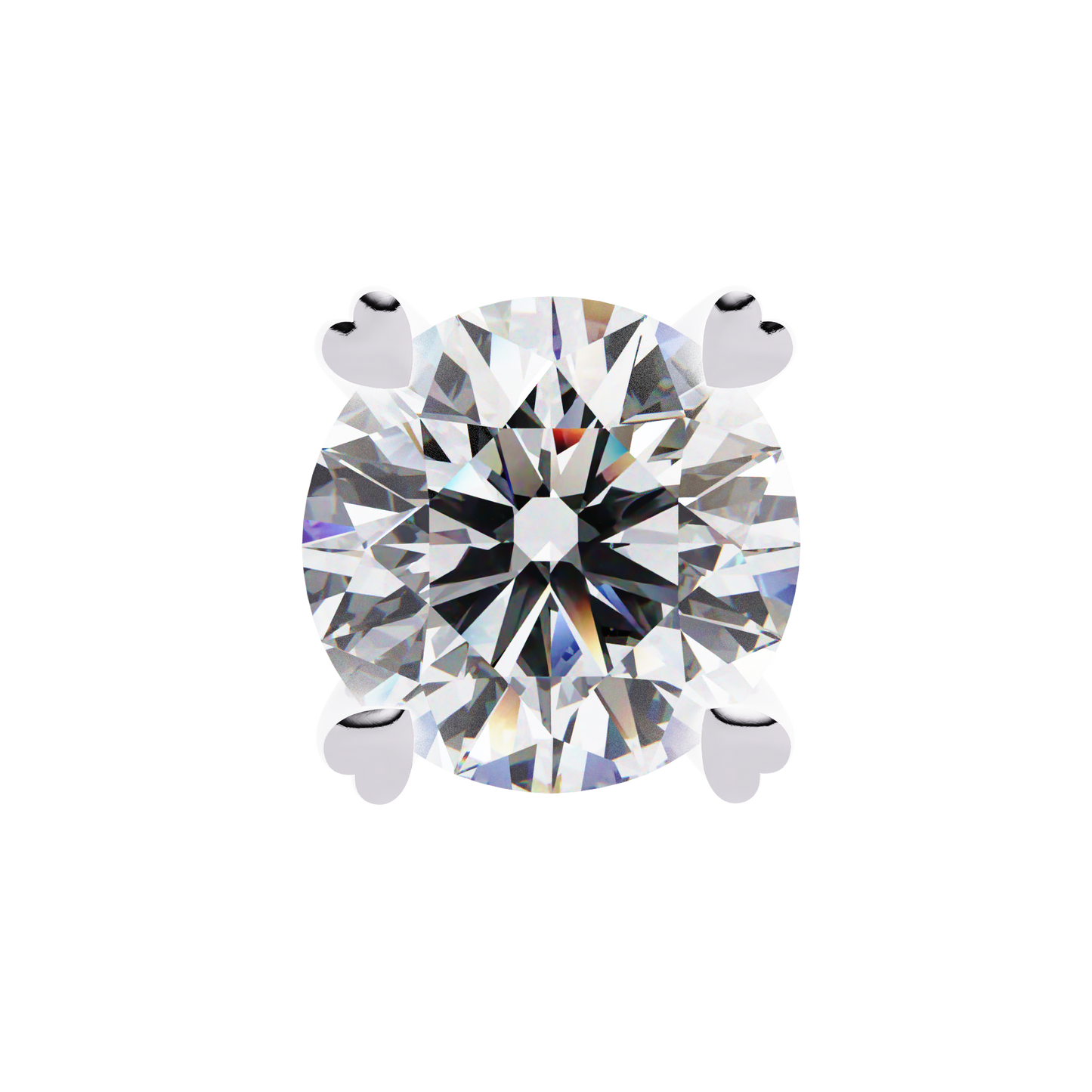 LGD Solitaire Ear Studs Round Stone (2.58ct Pair) In 14K Gold