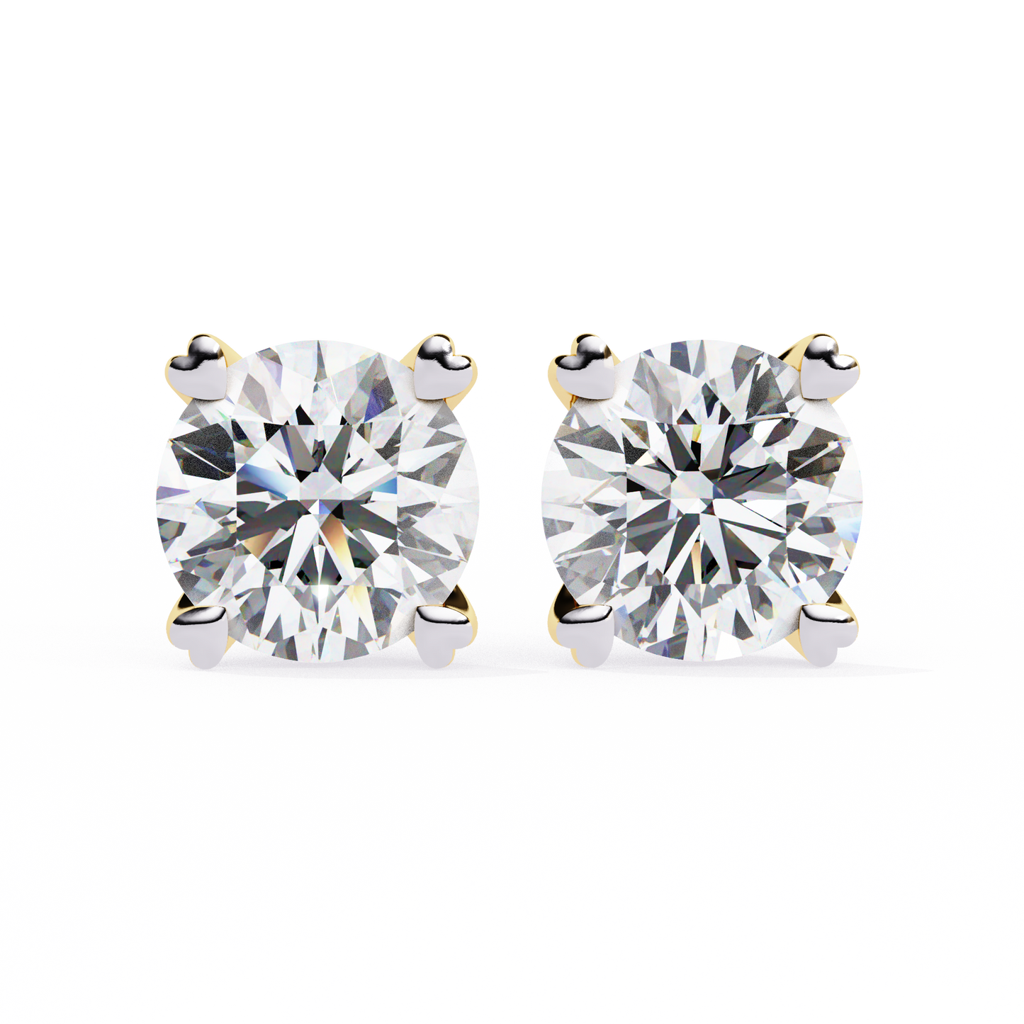 LGD Solitaire Ear Studs Round Stone (2.58ct Pair) In 14K Gold