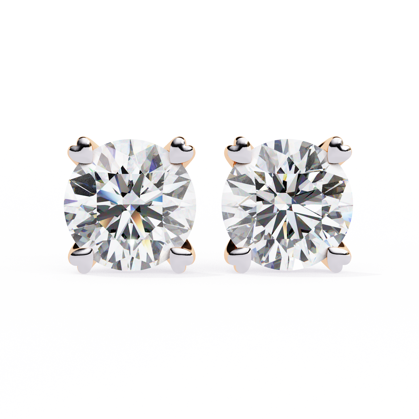 LGD Solitaire Ear Studs Round Stone (2.58ct Pair) In 14K Gold