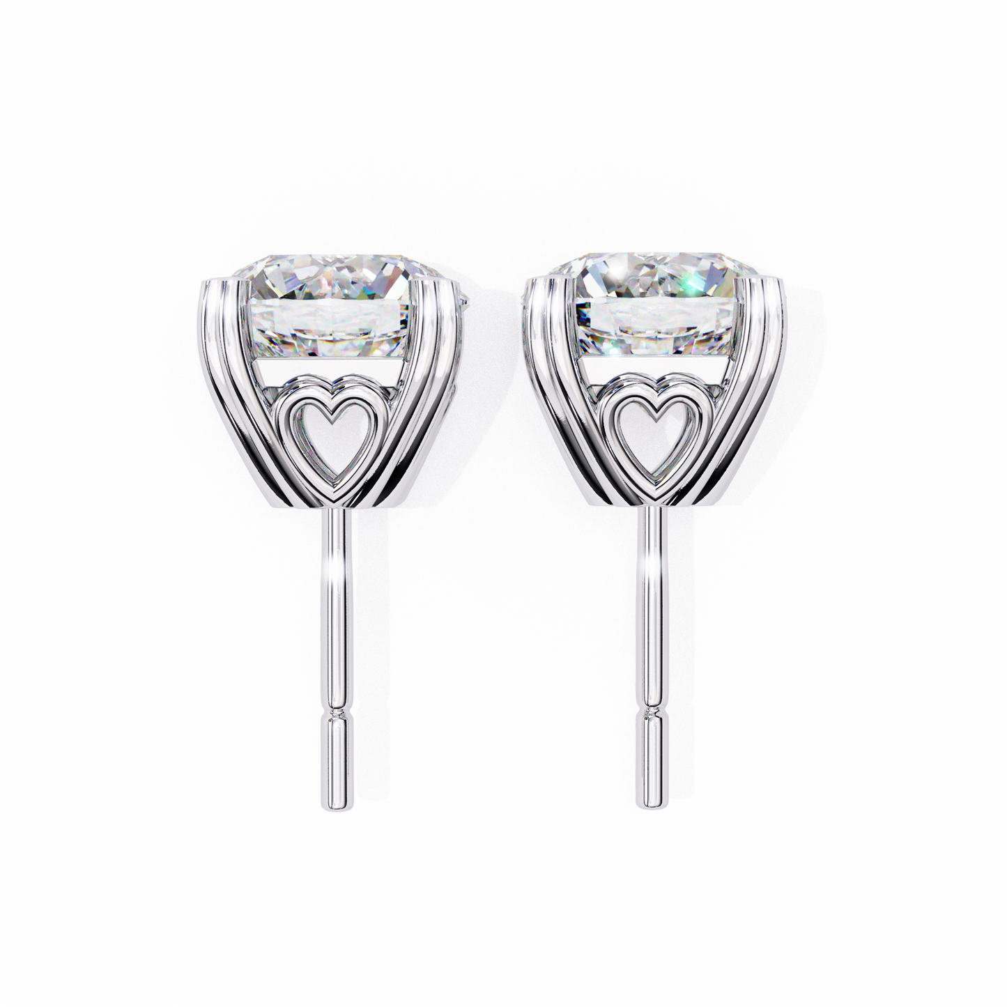 LGD Solitaire Ear Studs Round Stone (2.58ct Pair) In 14K Gold