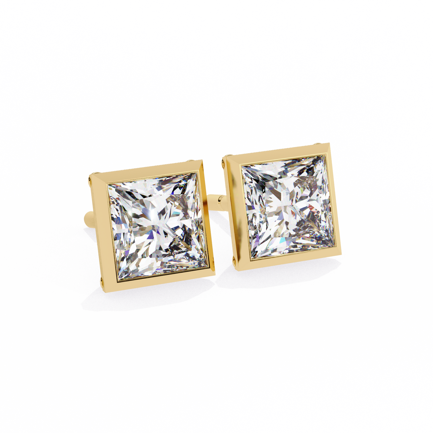 LGD  Ear Studs Princess Stone (1.78ct Pair) In 14K Gold
