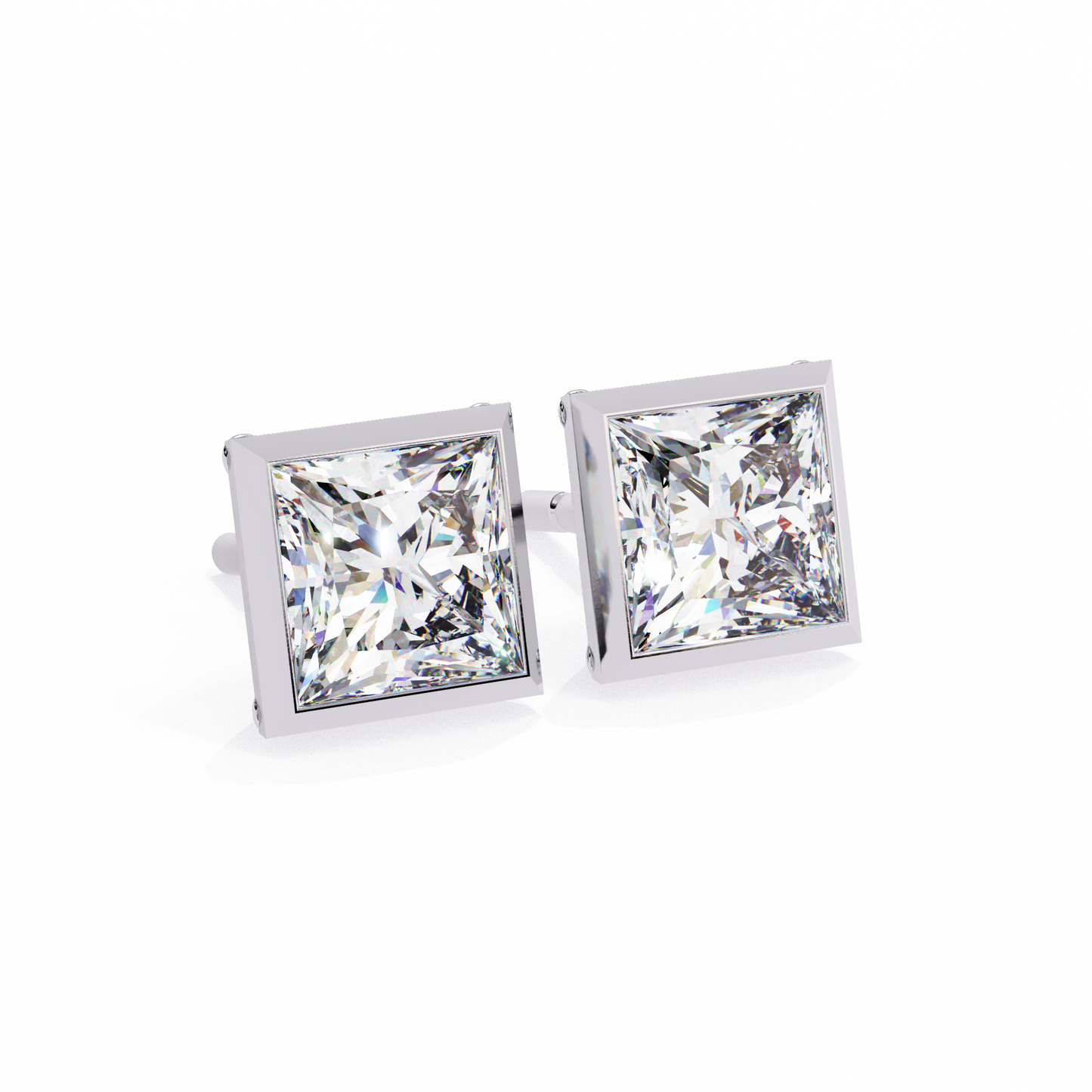 LGD  Ear Studs Princess Stone (1.78ct Pair) In 14K Gold