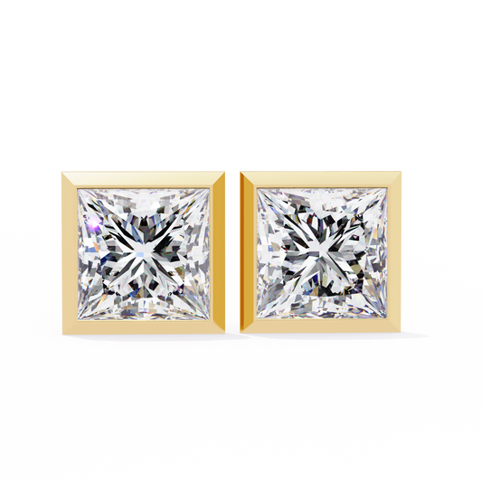 LGD  Ear Studs Princess Stone (1.78ct Pair) In 14K Gold