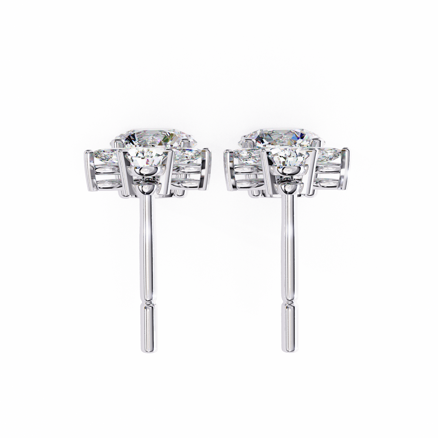 LGD Ear Studs Round Stone (1.17ct Pair) In 14K Gold