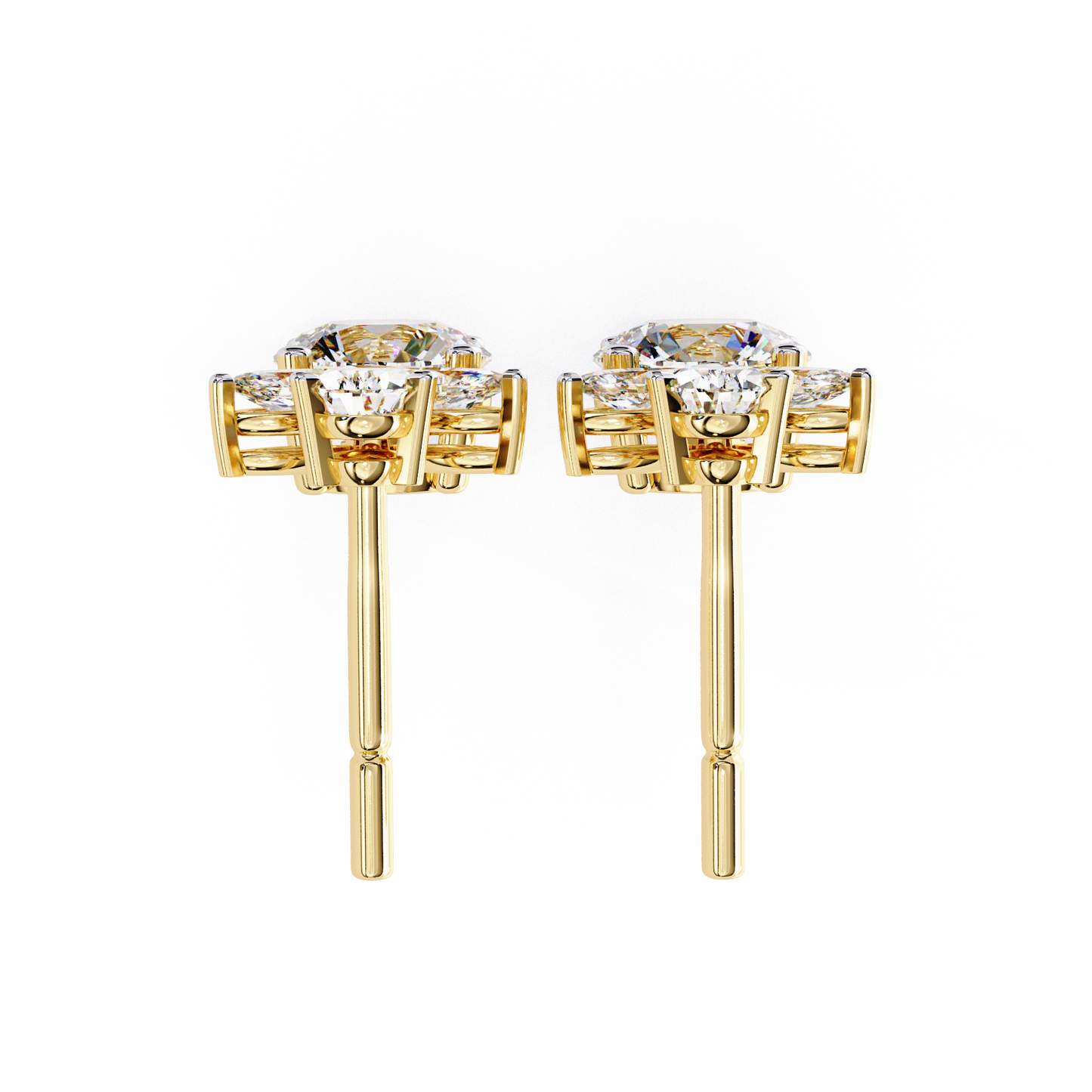 LGD Ear Studs Round Stone (1.17ct Pair) In 14K Gold
