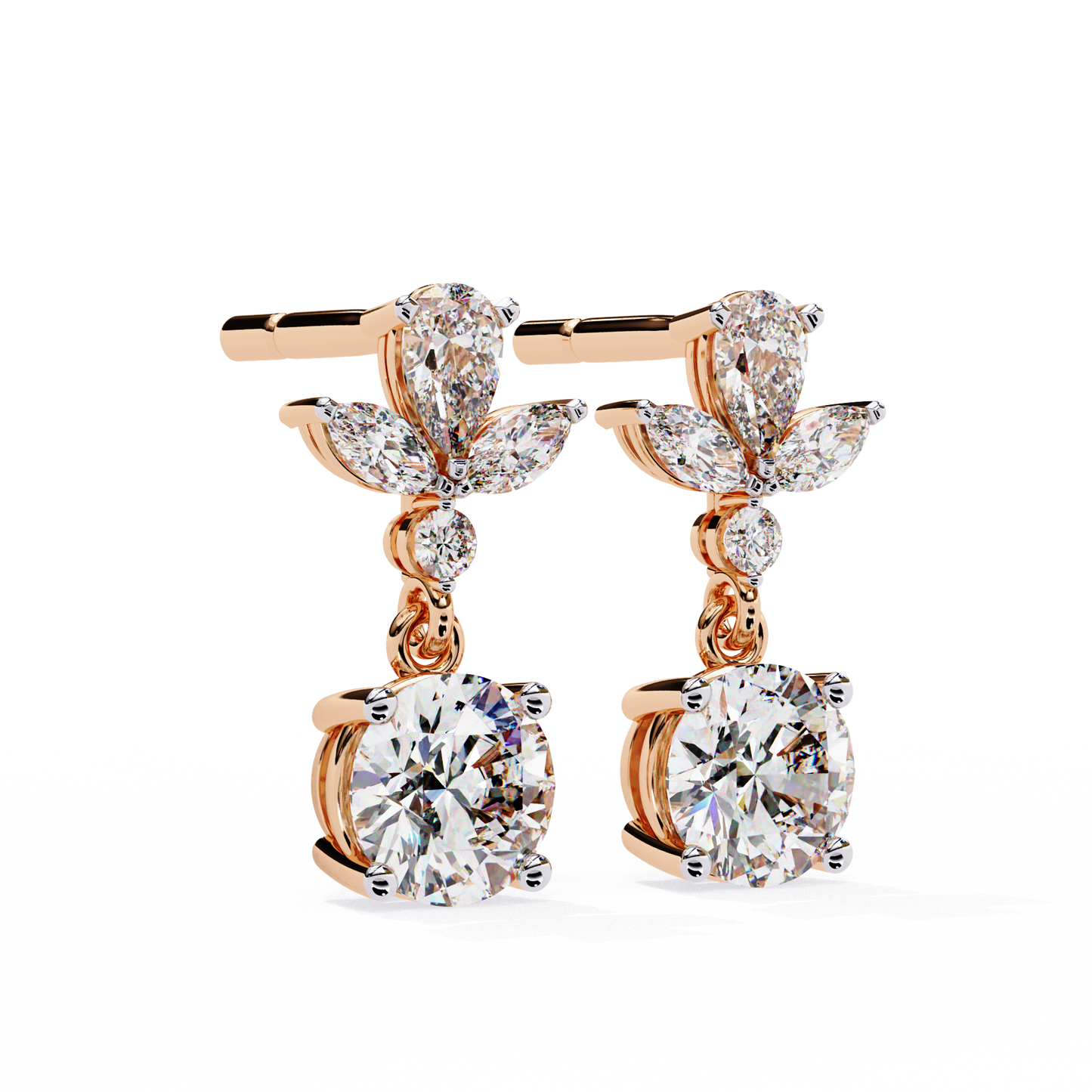 LGD Ear Studs Round Stone (1.17ct Pair) In 14K Gold