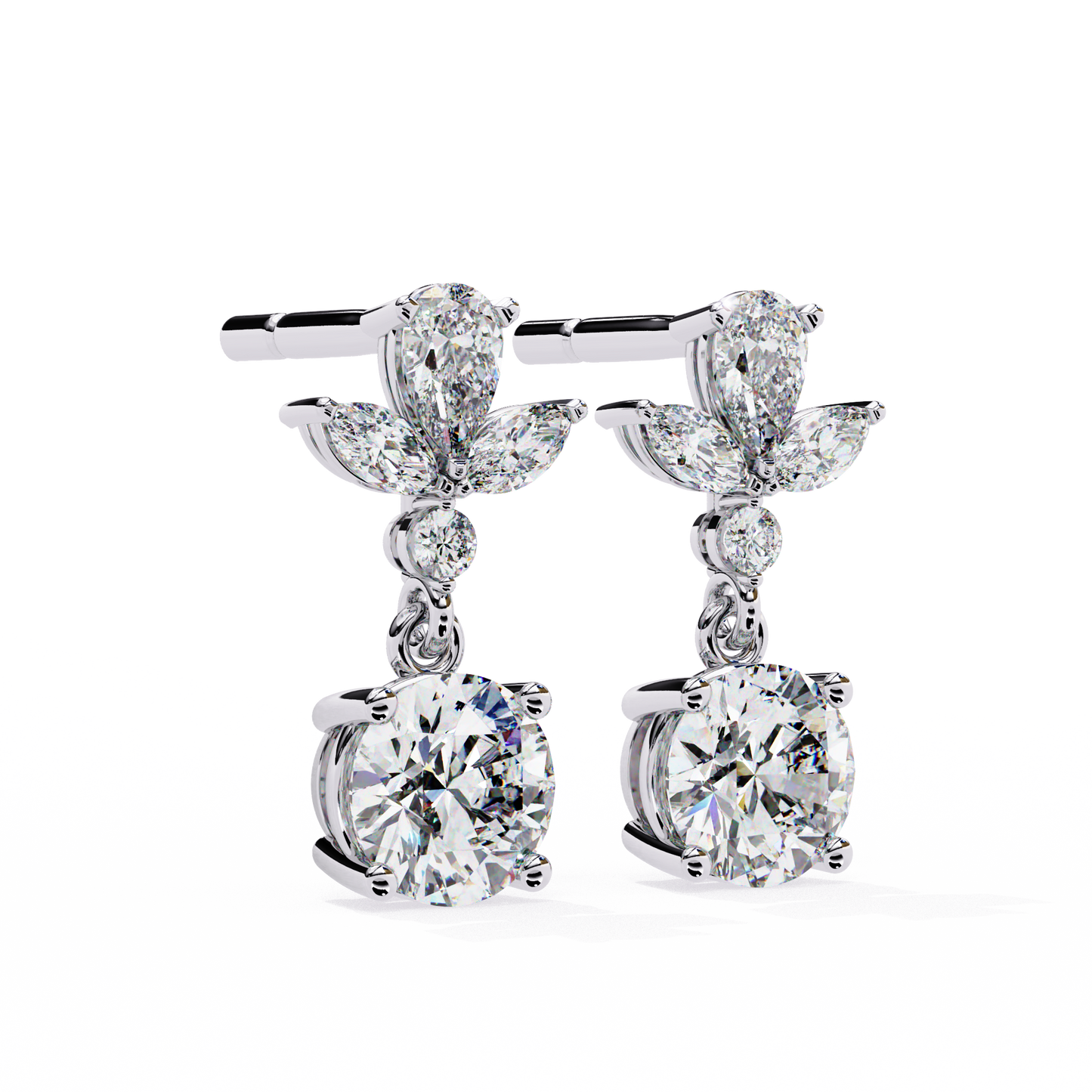 LGD Ear Studs Round Stone (1.17ct Pair) In 14K Gold