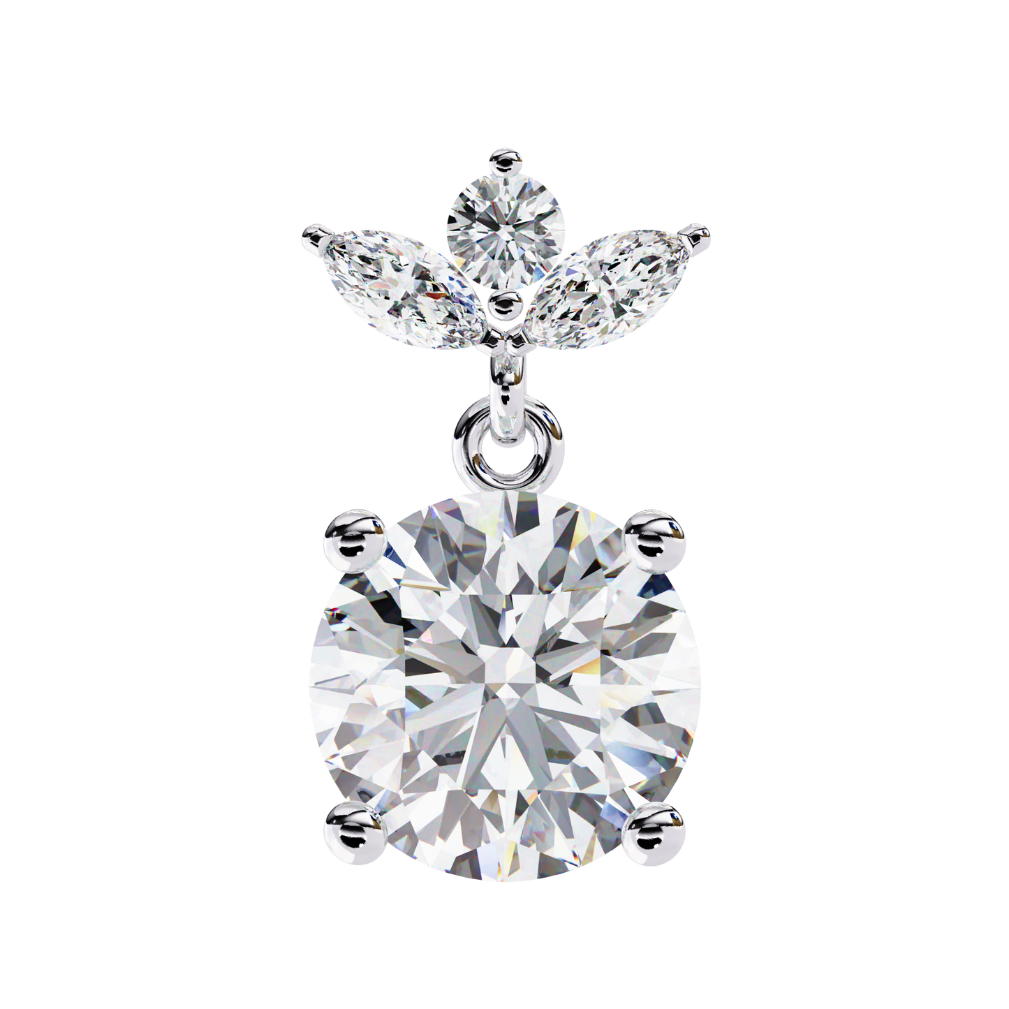 LGD  Ear Studs Round Stone (2.02ct Pair) In 14K Gold